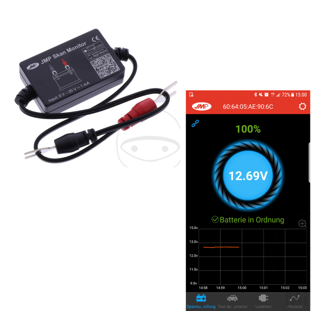 Monitor per batteria Acido e Gel JMP per verificare la carica sullo smartphone