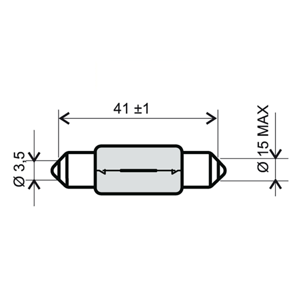 Lampadina RMS 12v 15w T15x44 - Bianca