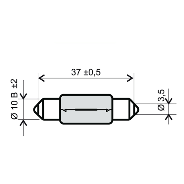 Lampadina RMS 12v 10w T11x39 - Bianca