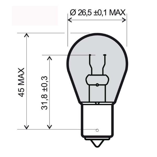 Lampadina RMS 12V 21W ba15s s25 - arancio