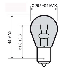 Lampadina RMS 12V 21W ba15s s25 - arancio