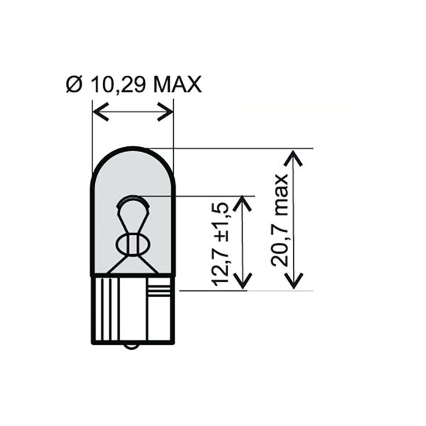 Lampadina RMS 12V 3W T10 - Bianca