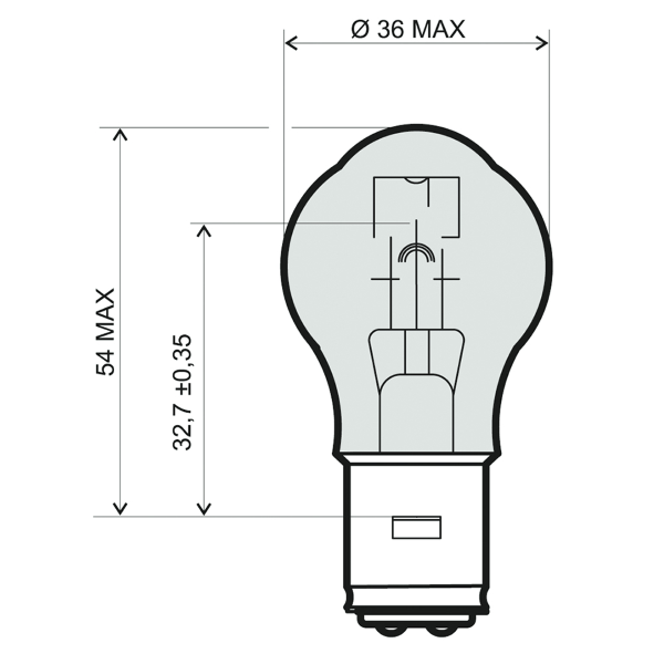 Lampadina RMS 12V 45/40W BA20D - Bianca