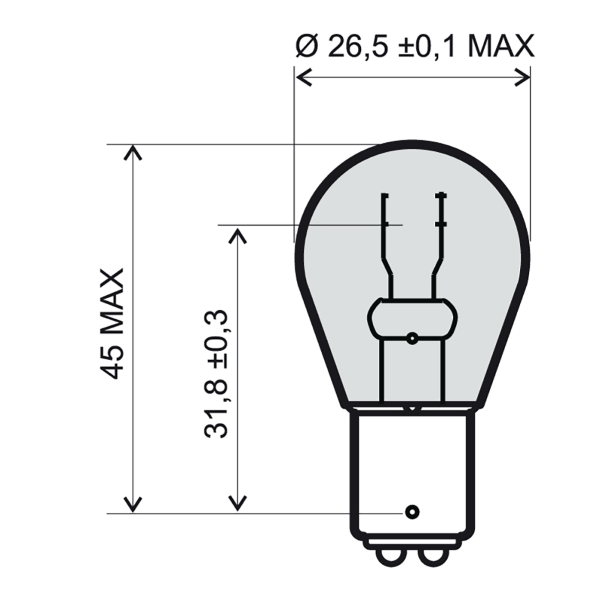 Lampadina RMS 12V 21/5W bay15d - Bianca