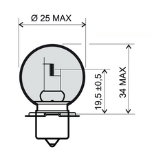 Lampadina RMS 12V 20W p26s - Bianca