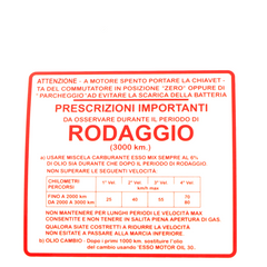 Adesivo rodaggio RMS Classic Piaggio Vespa Gs 150cc 610292M