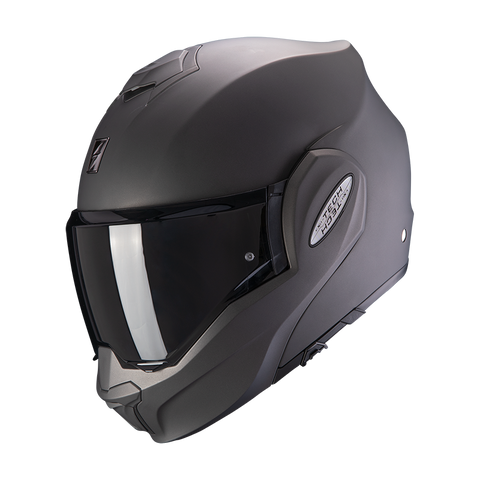 SCORPION EXO-TECH EVO Modular Motorcycle Helmet with matt black folding chin guard