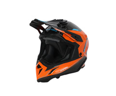 CASCO Cross / Enduro / Super Motard Acerbis STEEL CARBON 22-06 Arancione/Nero con dettagli Azzurro