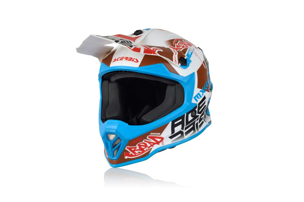Acerbis STEEL KID Cross / Enduro Helmet White/Blue/Brown 