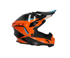 CASCO Cross / Enduro / Super Motard Acerbis STEEL CARBON 22-06 Arancione/Nero con dettagli Azzurro