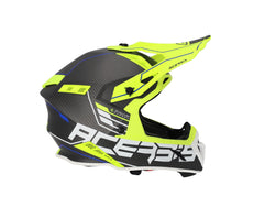 CASCO Cross / Enduro / Super Motard Acerbis STEEL CARBON 22-06 Nero/Giallo Fluo/logo Bianco dettagli Blu