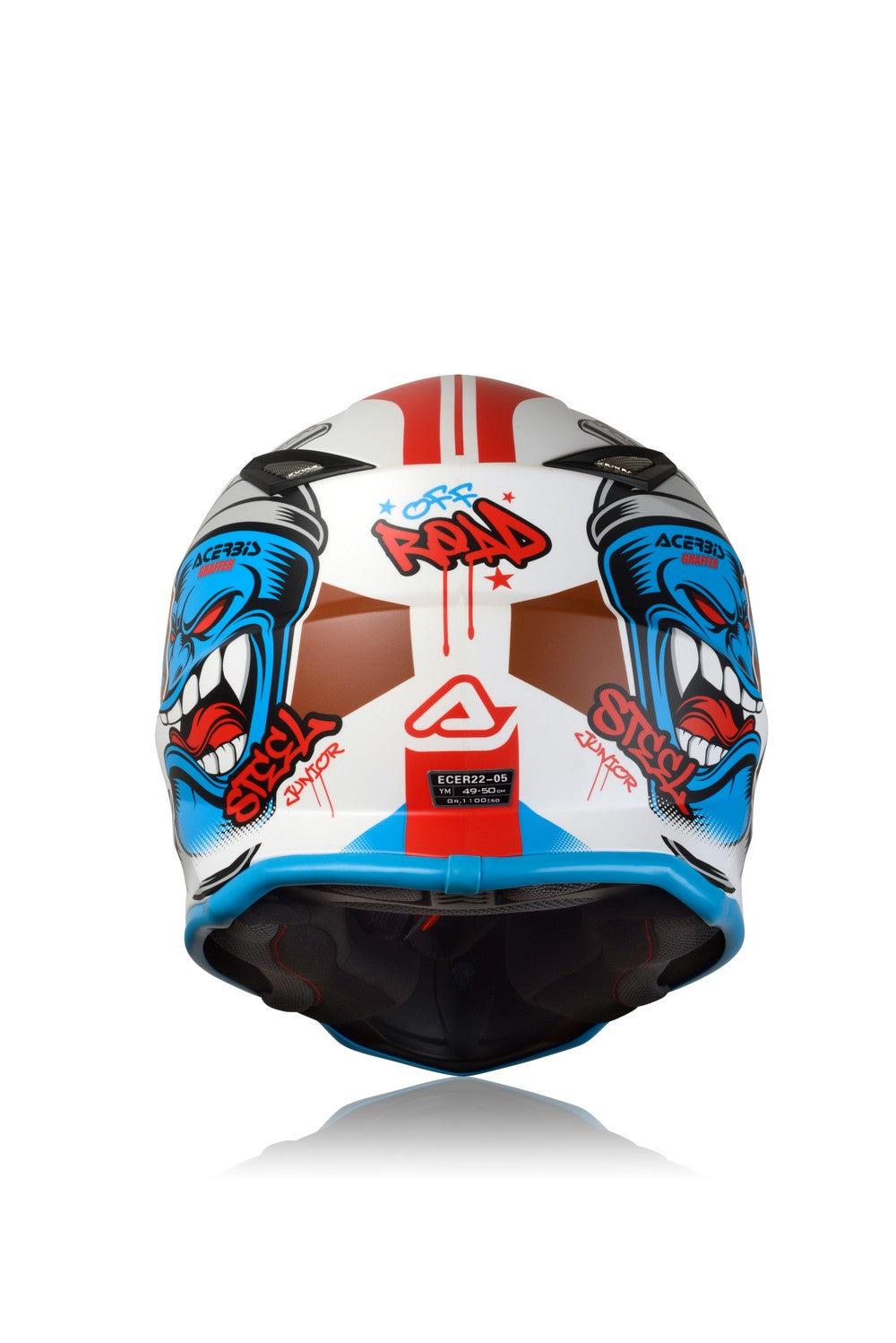 Casco Cross / Enduro  Acerbis STEEL KID Bianco/Blu/Marrone