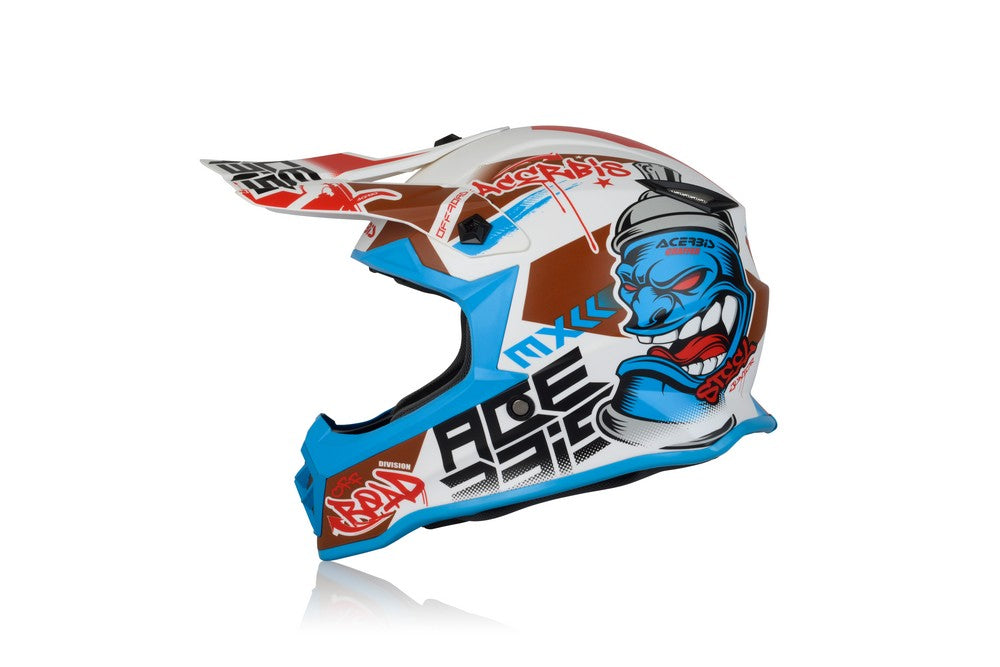 Casco Cross / Enduro  Acerbis STEEL KID Bianco/Blu/Marrone