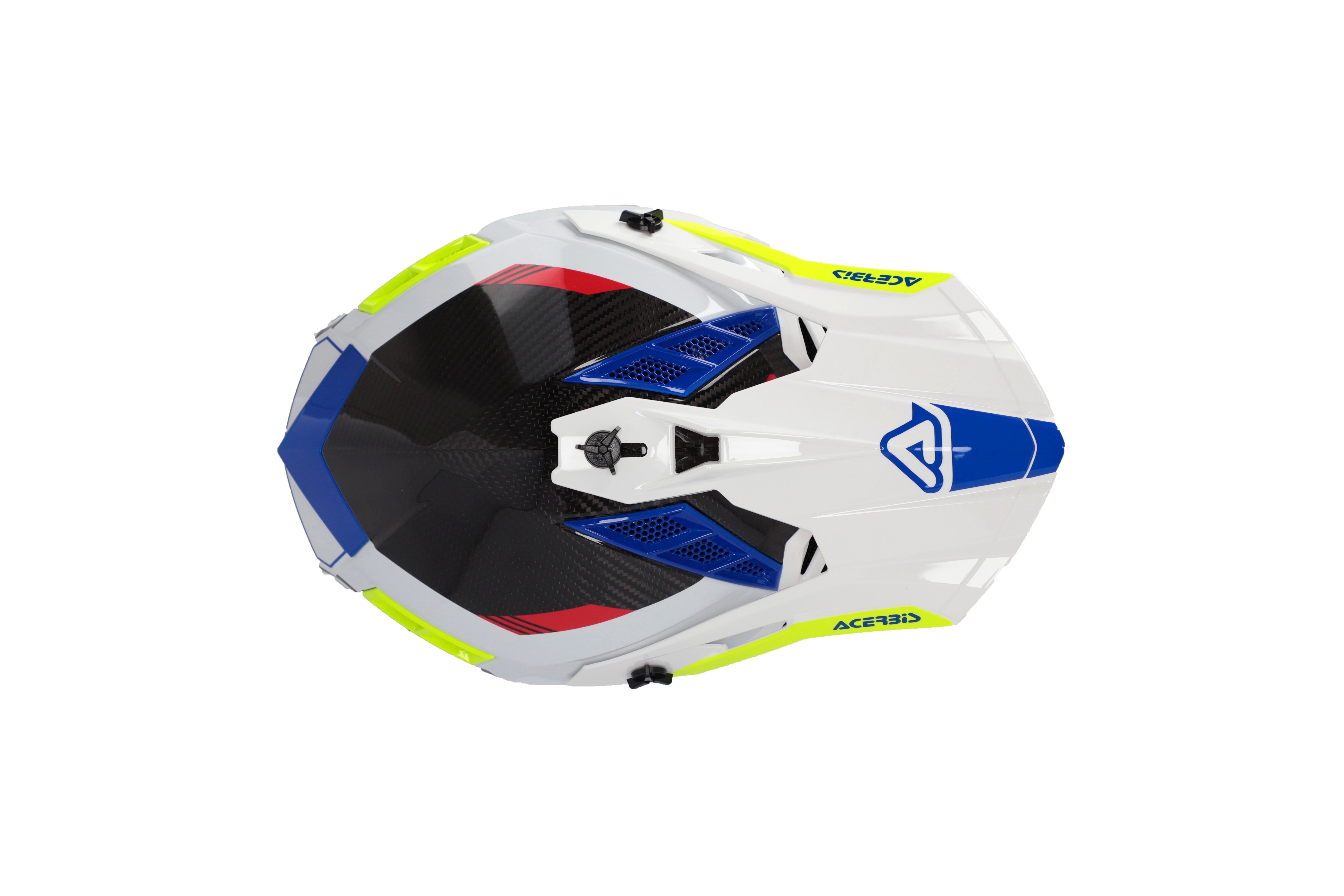 HELMET Cross / Enduro / Super Motard Acerbis STEEL CARBON 22-06 White/Black with Blue/Fluo Yellow/Red details 