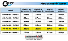 COMFY GEL - Comfort System cushion - Type E to make the motorcycle seat more comfortable 