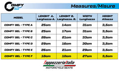 COMFY GEL - Comfort System cushion - Type F to make the motorcycle seat more comfortable 