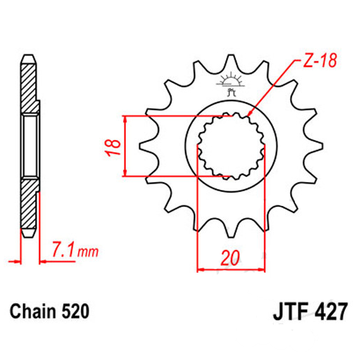 PIÑON JT Sprocket para Suzuki RM125, RM-Z 250 distancia entre ejes 520 