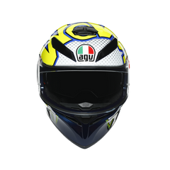 Casco Integral AGV K3 SV Azul Burbuja Blanco Amarillo Fluo