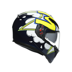 Casco Integral AGV K3 SV Azul Burbuja Blanco Amarillo Fluo