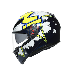 Casco Integral AGV K3 SV Azul Burbuja Blanco Amarillo Fluo