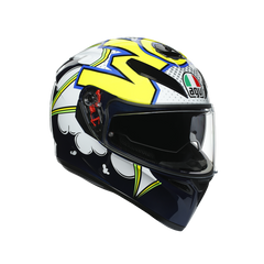 Casco Integral AGV K3 SV Azul Burbuja Blanco Amarillo Fluo