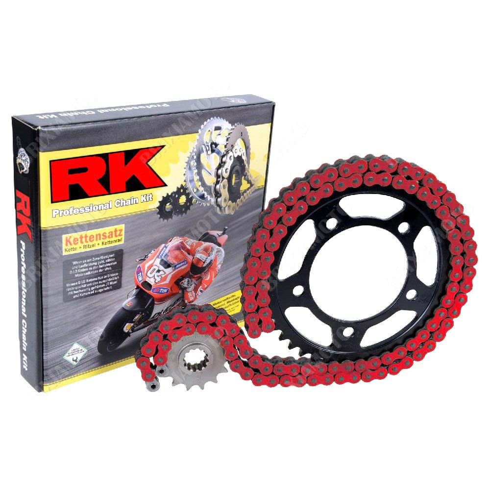 Kit trasmissione RK Rosso per Honda X-ADV, Forza 750, pignone silenziato 17 denti, corona 38 denti catena 520XRE 118 Maglie Rossa