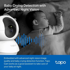 Tapo TC70 C200 Telecamera Wi-Fi Interno FHD, Videocamera sorveglianza, Visione Notturna, 360° Visuale, Audio Bidirezionale, Rilevamento di movimento e notifiche, Allarme acustico e luminoso integrato