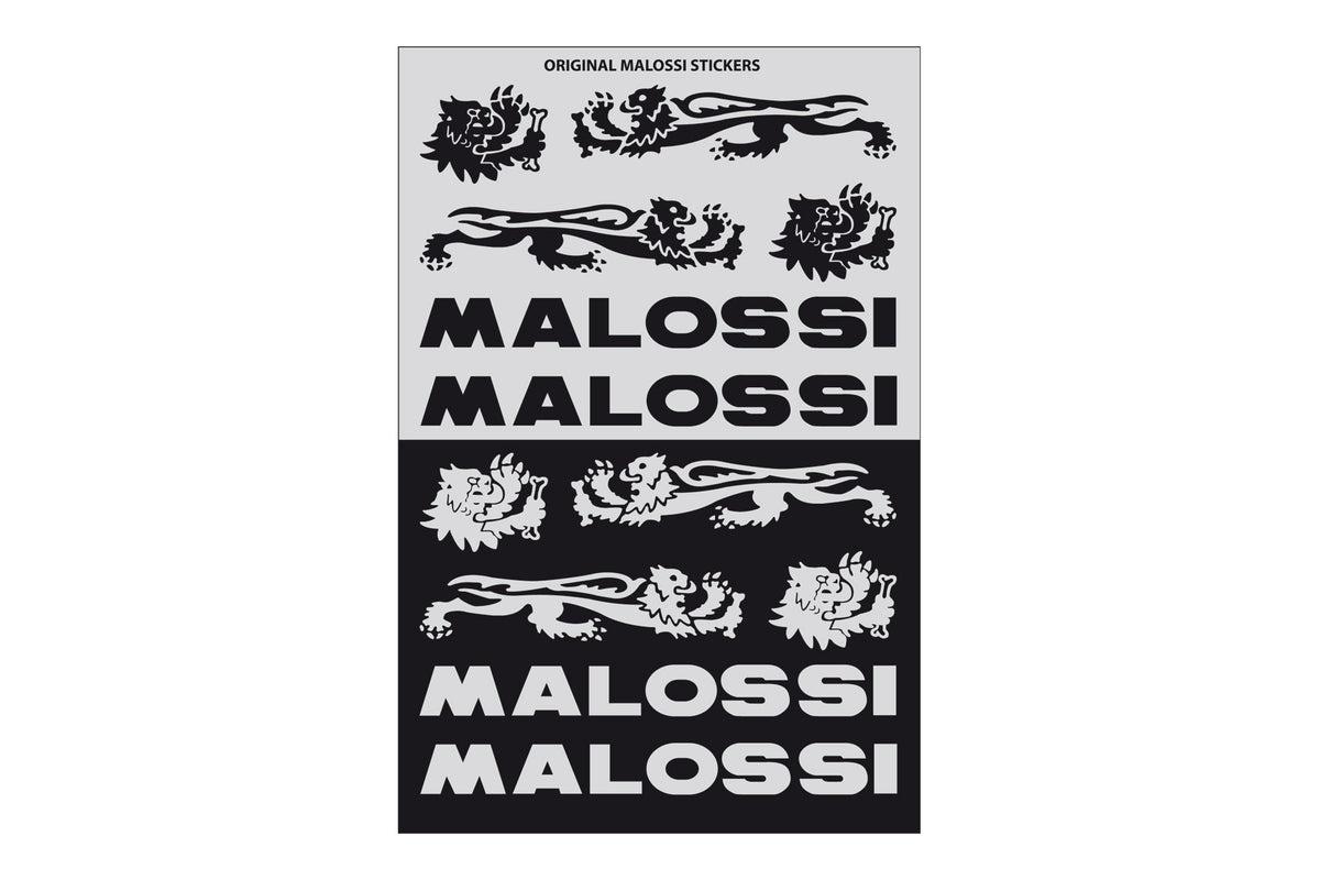 MALOSSI CARTELLA di MINI ADESIVI MALOSSI NERO e ARGENTO 11,5x16,8 cm