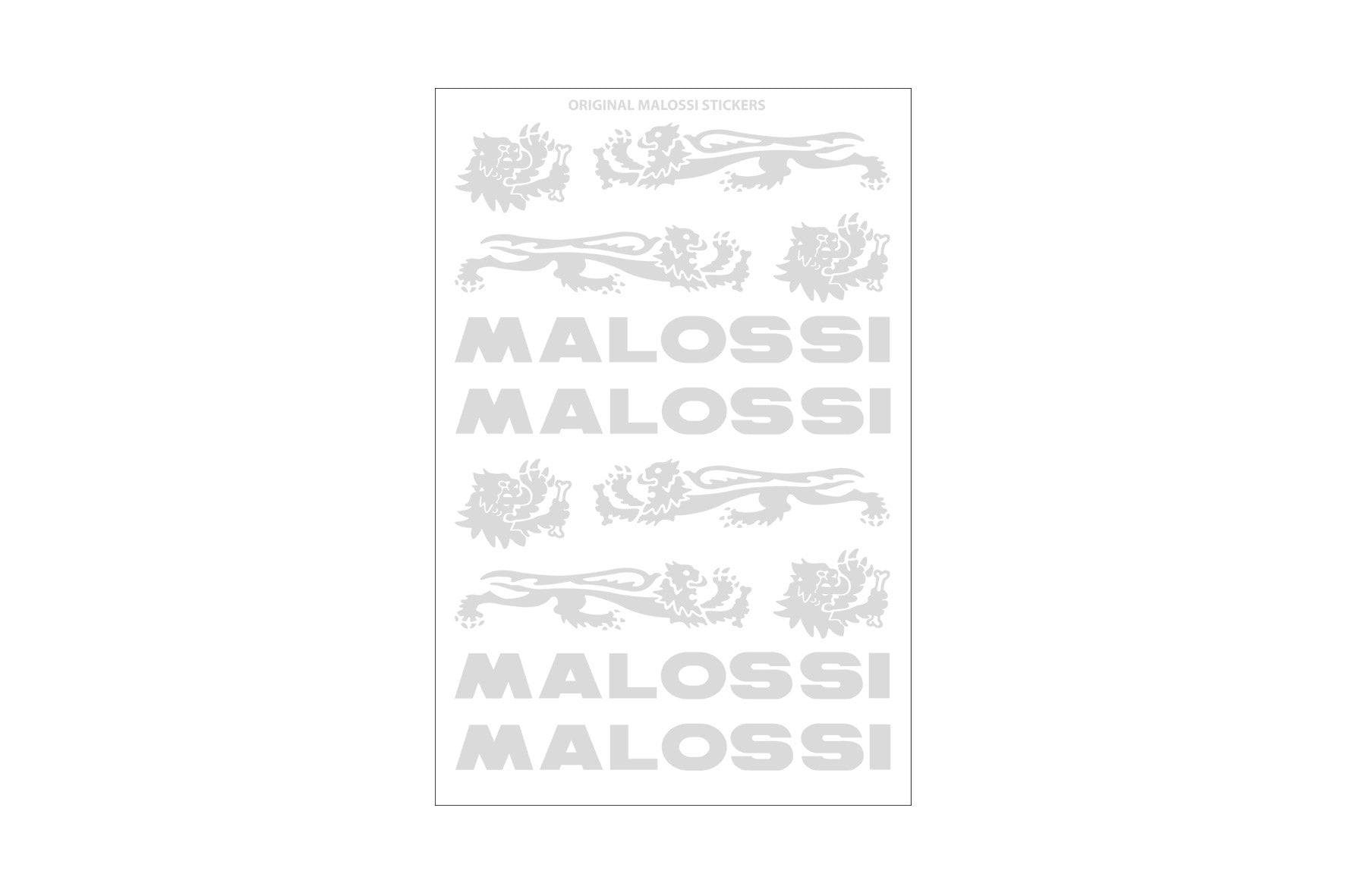 MALOSSI CARTELLA di MINI ADESIVI MALOSSI ARGENTO CROMATO 11,5x16,8 cm