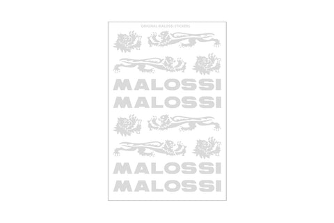 MALOSSI CARTELLA di MINI ADESIVI MALOSSI ARGENTO CROMATO 11,5x16,8 cm