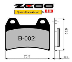 Pastiglie Freno ZCOO 45B00201 mescola EX-C (più pronta) per APRILIA 1 coppia per 1 disco