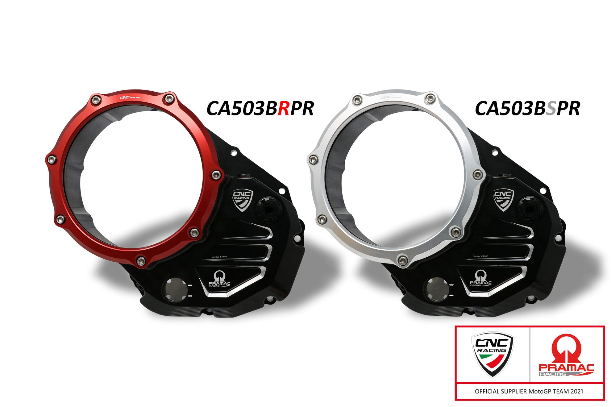 CNC RACING Carter trasparente per frizioni ad olio Ducati Pramac Racing Limited Edition