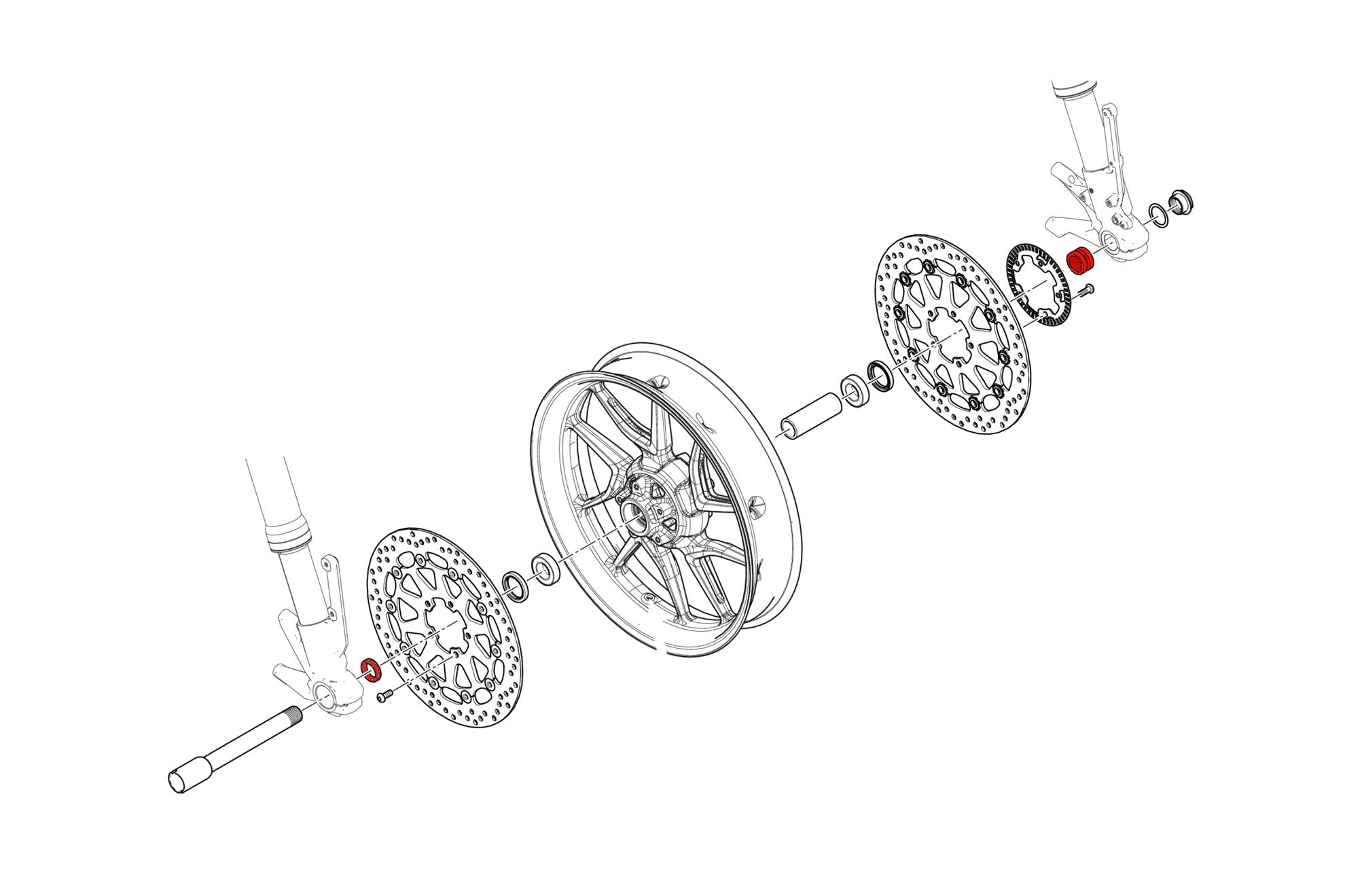 CNC RACING Kit distanziali mozzo ruota anteriore Ducati