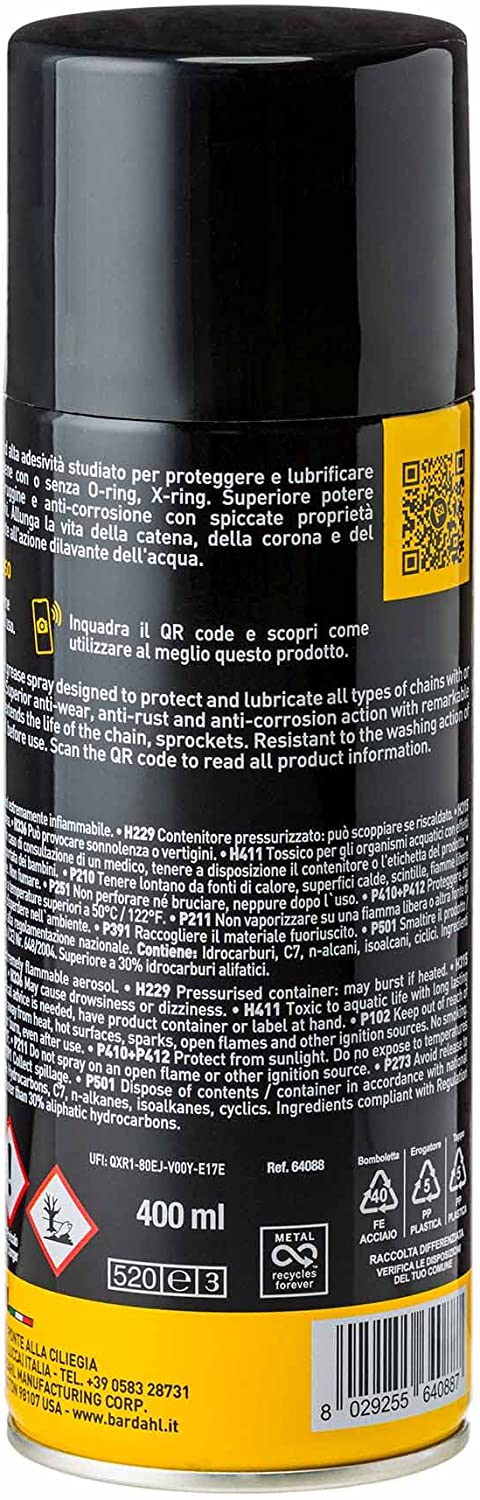 Spray lubrifiant BARDAHL K9 ROAD-TRACK CHAINE MOTO conçu pour protéger et  lubrifier tous types de