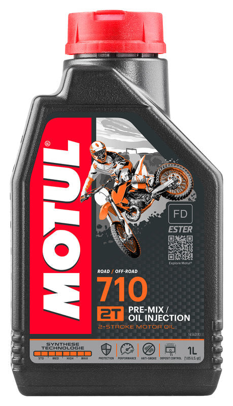 Aceite MOTUL 710 2T 4L y 1L mezcla de 2 tiempos 100% sintético – FutureMoto  Ricambi