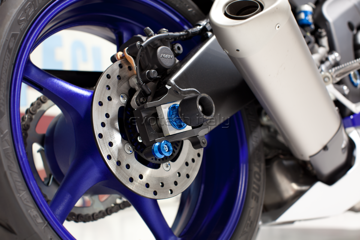 EVOTECH DADO RUOTA ANTERIORE POSTERIORE BMW YAMAHA KAWASAKI BENELLI BLU